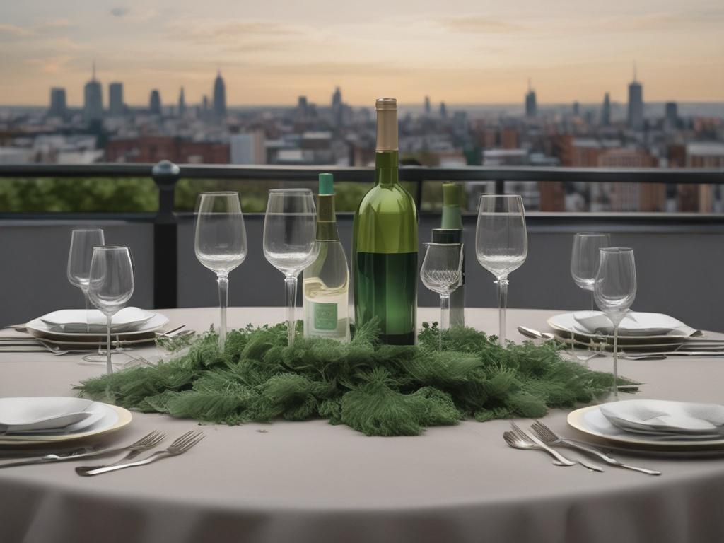 emerald soiree, rooftop event, wine tasting, luxury gathering, upscale decor